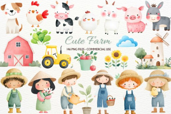 Download Rustic Farm Animals Nursery Clipart PNG - Animal Collection