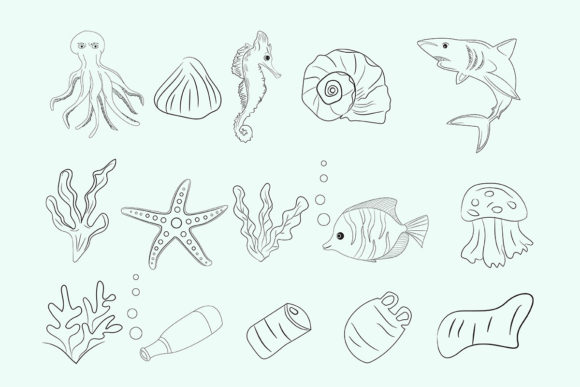 Download Sea Animal Doodles, Underwater Vectors - Animal Collection