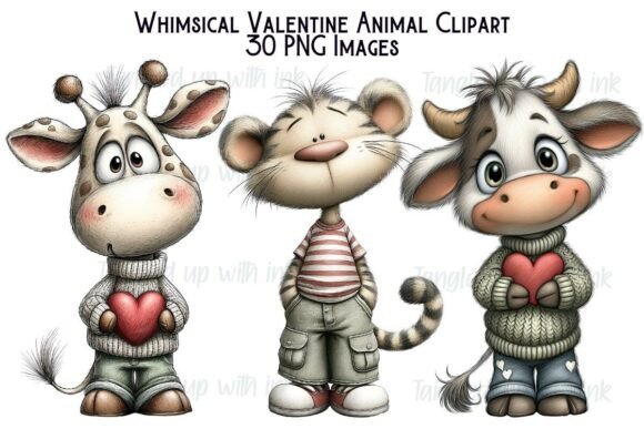 Download Whimsical Valentine Animal Clipart - Animal Collection