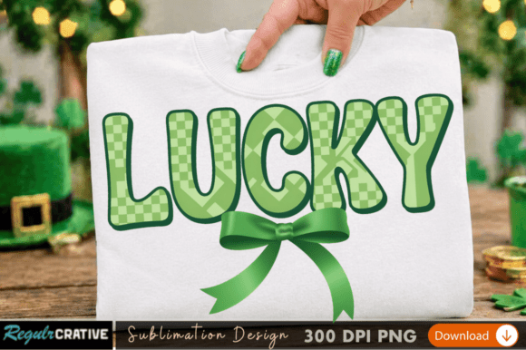Download Lucky Green Ribbon Text Sublimation PNG - Premium Resources